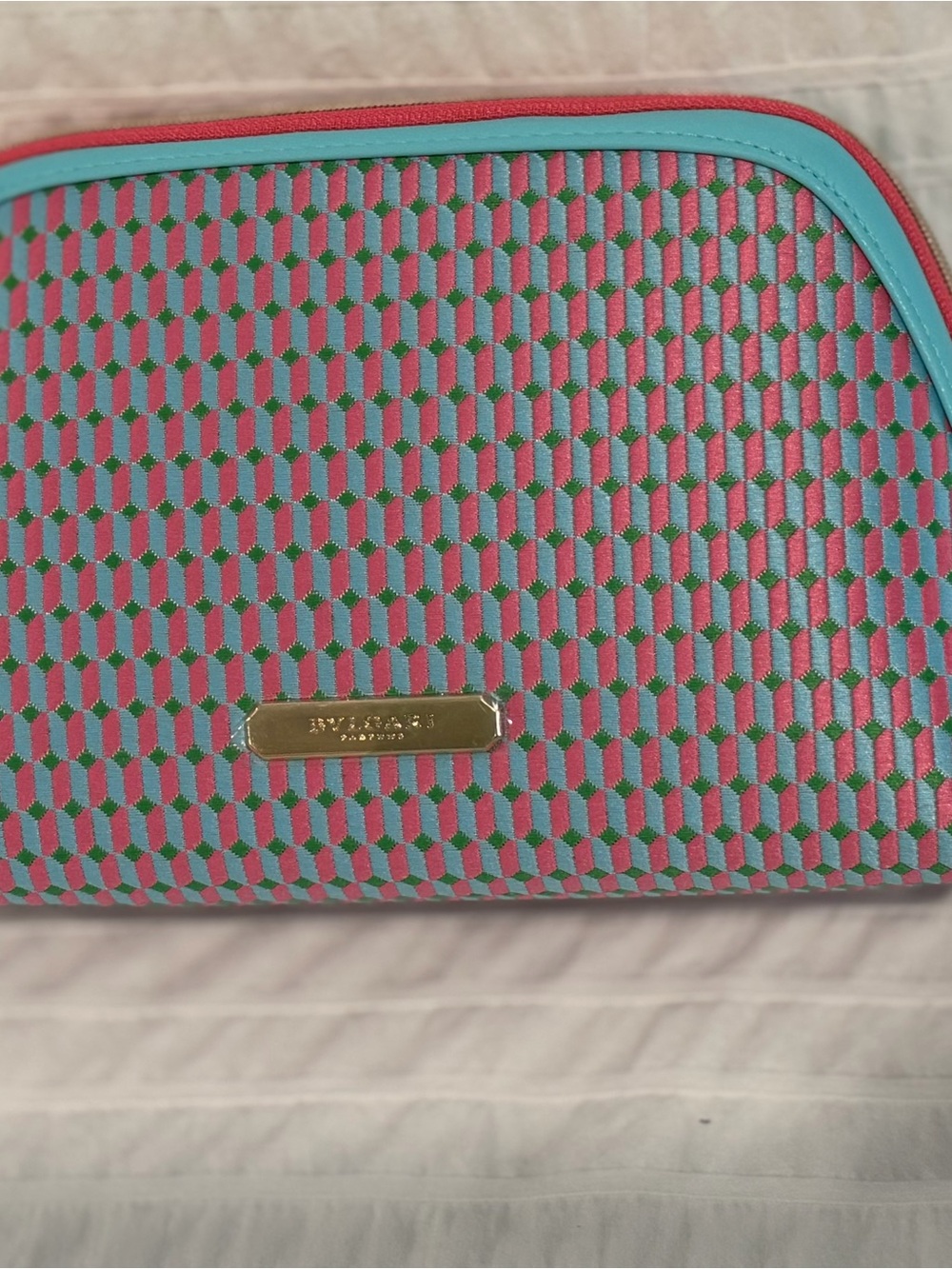 Bvlgari Pink & Turquoise Geometric Cosmetic Pouch